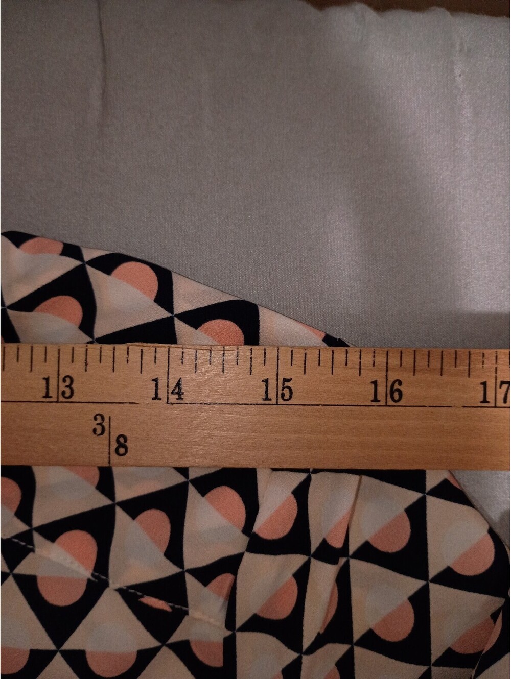 Merona Small Navy Peach Geometric Print 3/4 Sleeve Blouse - Picture 9 of 11